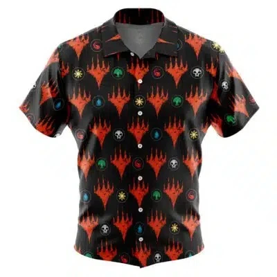 2026 Wanzhi Brand Black Spell Power Symbol Full Print Short Sleeved Shirt Men's Quick Drying Retro Top