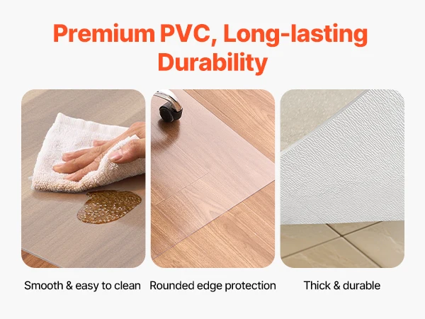 VEVOR Chair Mat Plastic Floor Protector Rug with Studded Non-Slip & Easy to Clean Smooth Glide Under Desk Rug for Home Office