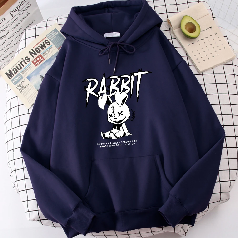 The Rabbit Is Sitting On The Ground Men Hoodie Harajuku Fleece Hoody Fashion Crewneck Sweatshirt Vintage Oversize Streetwear