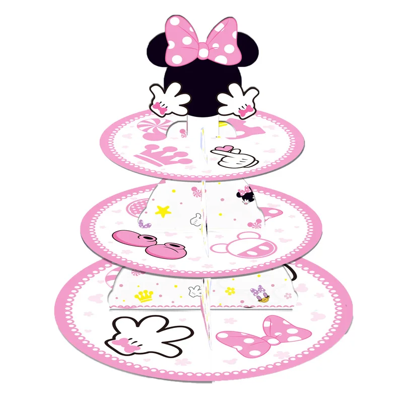 Disney Minnie Topolino Torta Stand Decorazioni per feste per Baby Shower Bomboniere per bambini Torta Bandiera Anniversaire Forniture per torte per