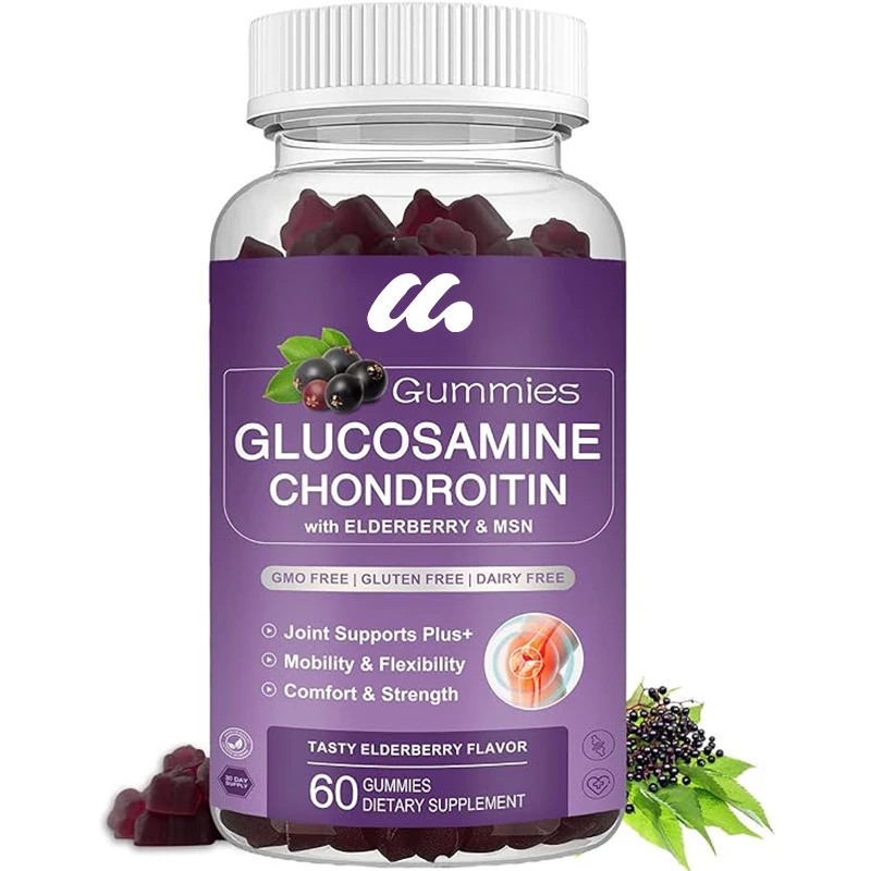 

Glucosamine chondroitin gummies containing MSM and elderberry joint support supplements, suitable for adults, men, and women