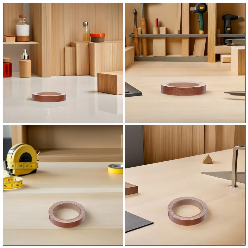 3 Rolls Wood Grain Furniture Edging Tape Strong Adhesive Easy Apply Trim Repair for Cabinets Doors Tables Wooden Surfaces Home