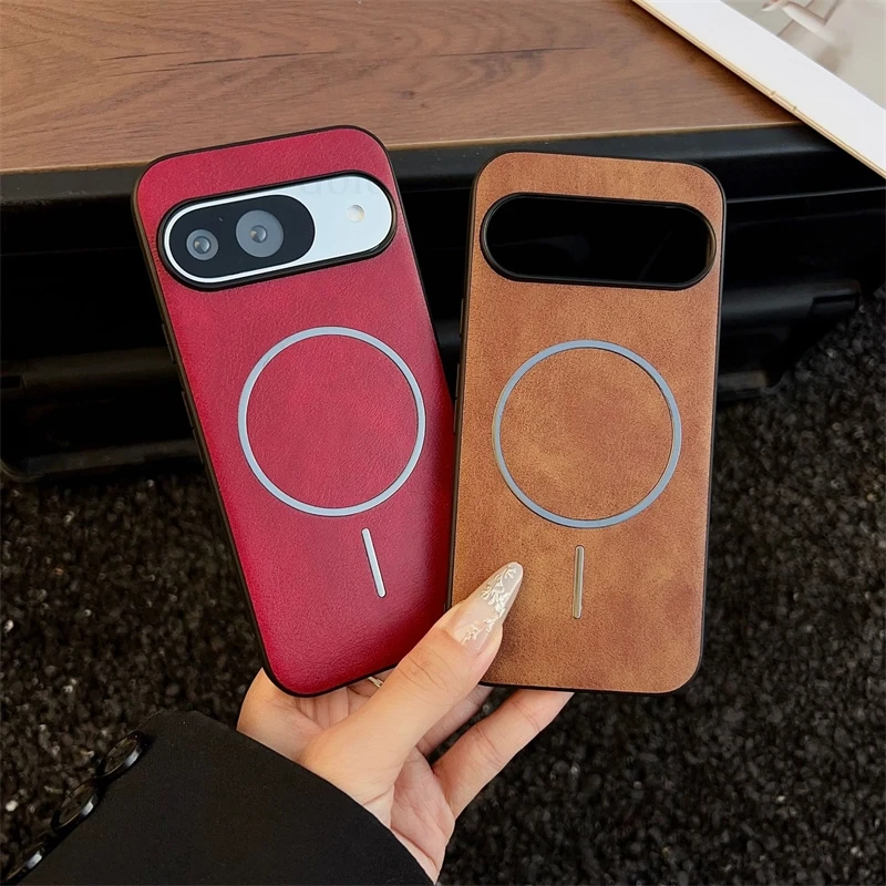 For Magsafe Leather Phone Magnetic Case For Google Pixel 10 9 Pro XL Wireless Charger Shockproof Cover For GOOGLE Pixel 9a 8 Pro