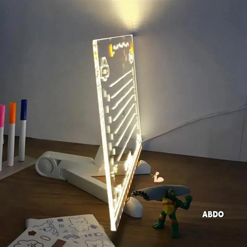 

2X LED Note Board, Glowing Acrylic Message Marker Board With Light, Board Note Illuminated White Board (5.9 X 5.9In)