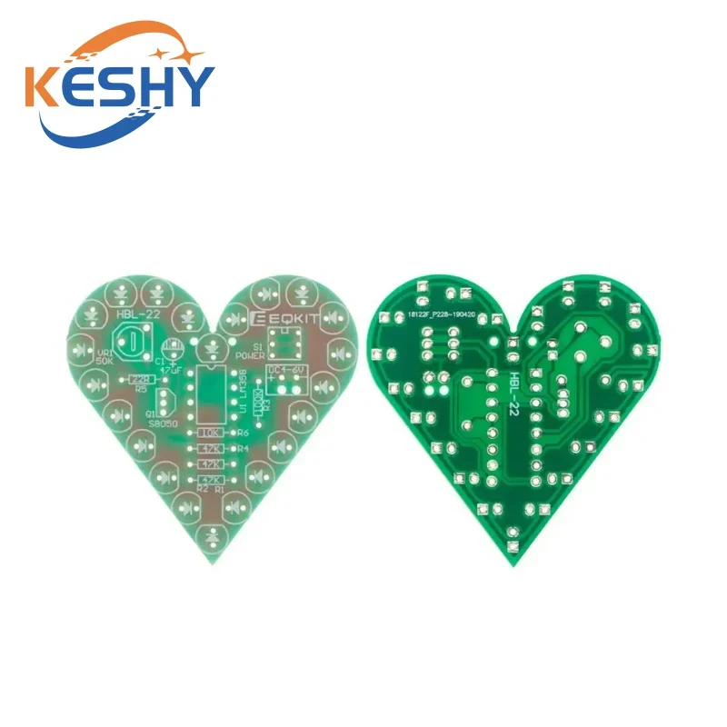 DIY Kit Heart Shape Breathing Lamp Kit Breathing LED Suite Red White Blue Green Electronic Production for Learning Laboratory