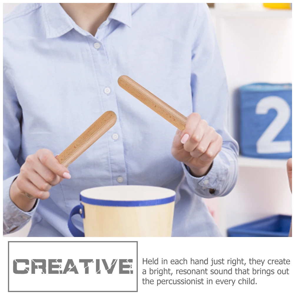 12pcs Percussion Instruments Wooden Rhythm Sticks Kids Musical Toys Educational Playthings Portable Toddler Learning