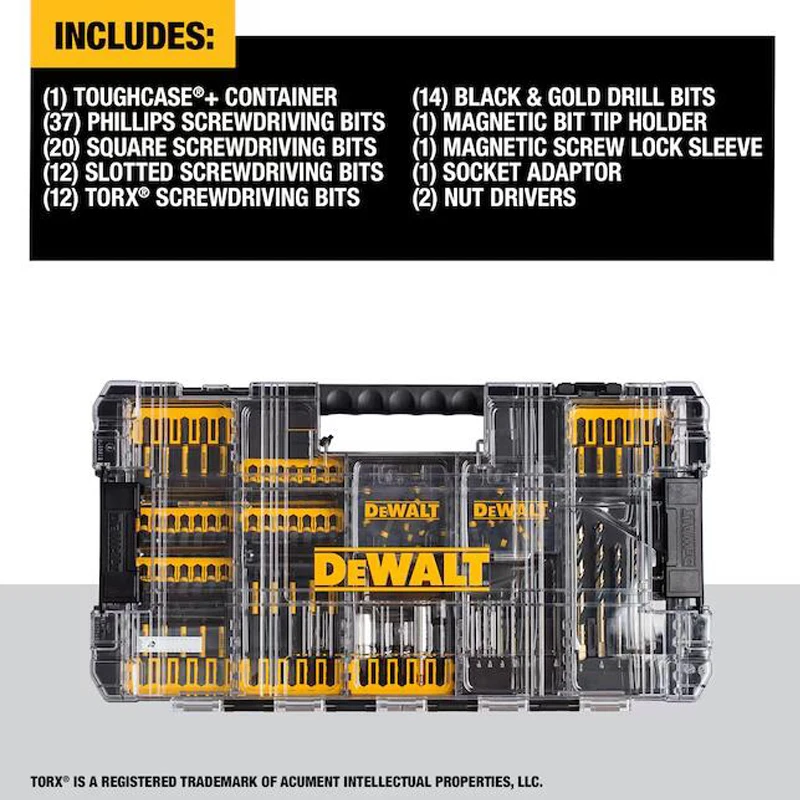 DEWALT DWANGFT100SET FlexTorq Bit Set Woodworking Drill Bits System High-End Batch Multifunctional Tools  Accessories