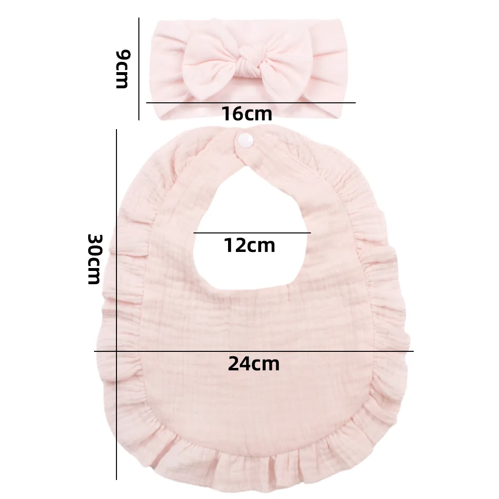 Butterfly Tie Hair with Bib Set Children's Pure Cotton Saliva Bib Boys and Girls Solid Color Saliva Towel Baby Products