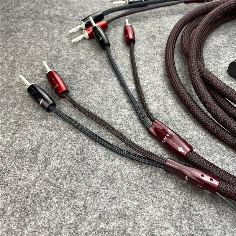 Audiofilski kabel głośnikowy HiFi TYP 9+ Solid PSC+ Pure Copper Star-Quad Posrebrzany wtyk bananowy i widełkowy