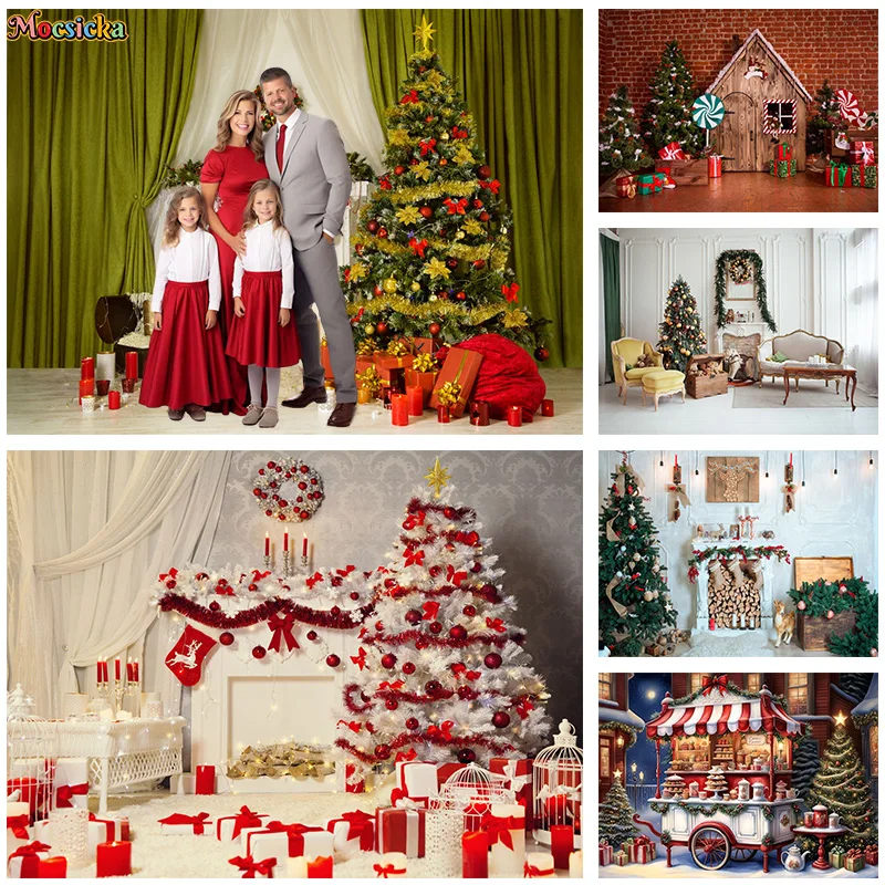 

Christmas Photography Background Winter New Year's Eve Party Xmas Tree Fireplace Backdrop Family Portrait Smash Photo Banner