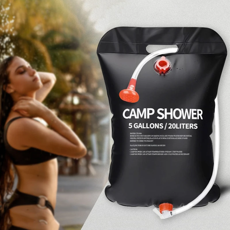 20L Camping Foldable Solar Shower Bag Outdoor Bath Water Bag Sun Compact Hot Water Shower Bag Scrub Pool Accessories