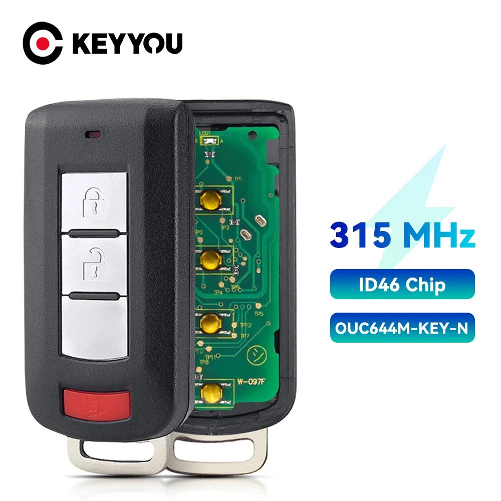 

KEYYOU Keyless go Smart Remote Car Key 315Mhz ID46 PCF7952 For Mitsubishi Lancer Outlander 2008-2016 OUC644M-KEY-N 3/4 Button