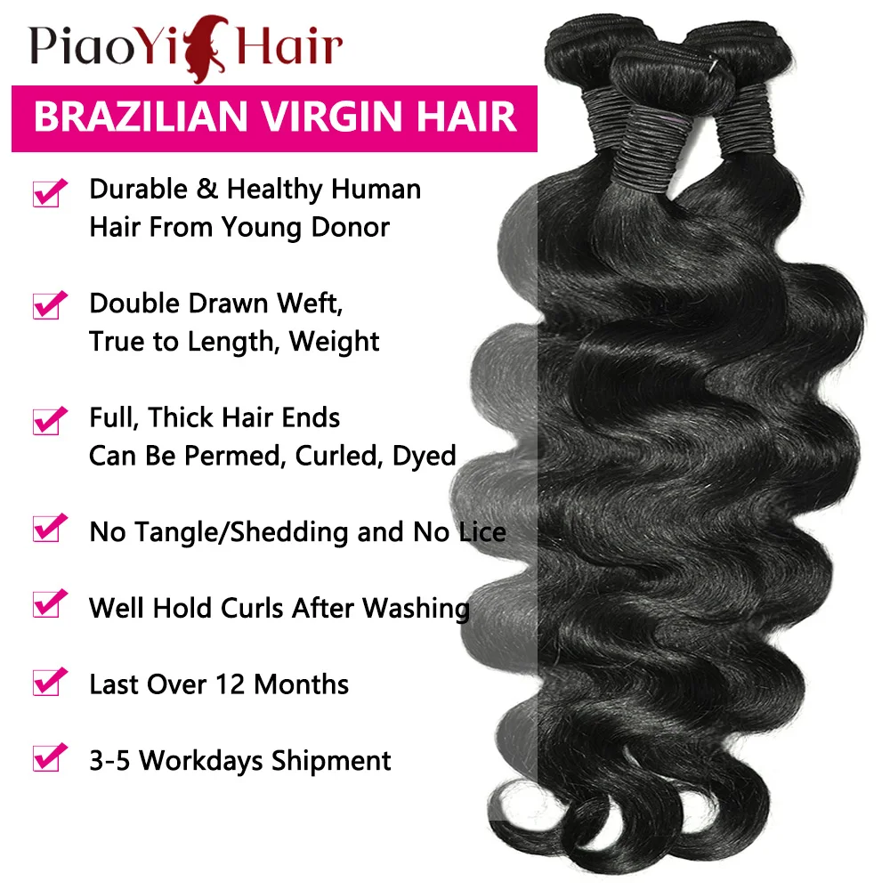 Tissage en lot de cheveux humains Body Wave de 24, 26 et 28 pouces, 12A, extensions de cheveux brésiliens