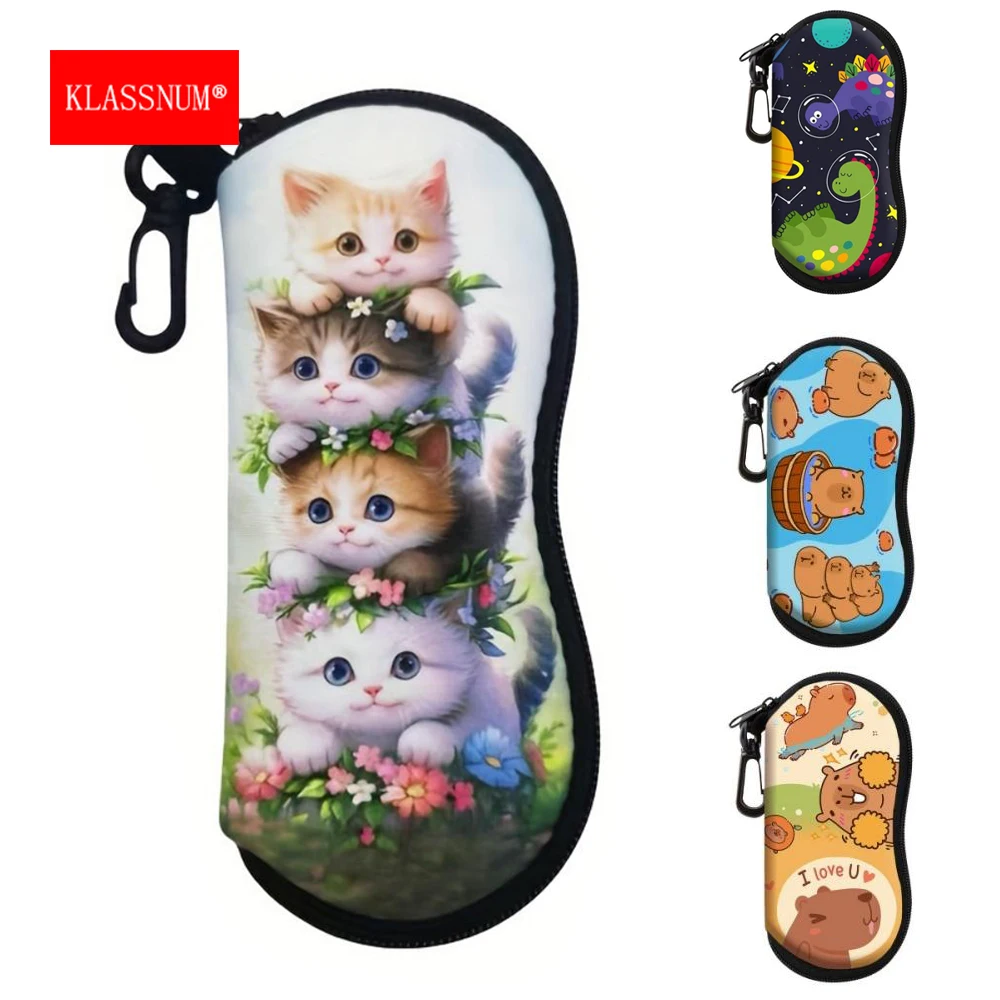 

KLASSNUM милый чехол для солнцезащитных очков кошка корова капибара коробка для очков с принтом защита для солнцезащитных очков для мужчин и женщин коробка для хранения оптических очков