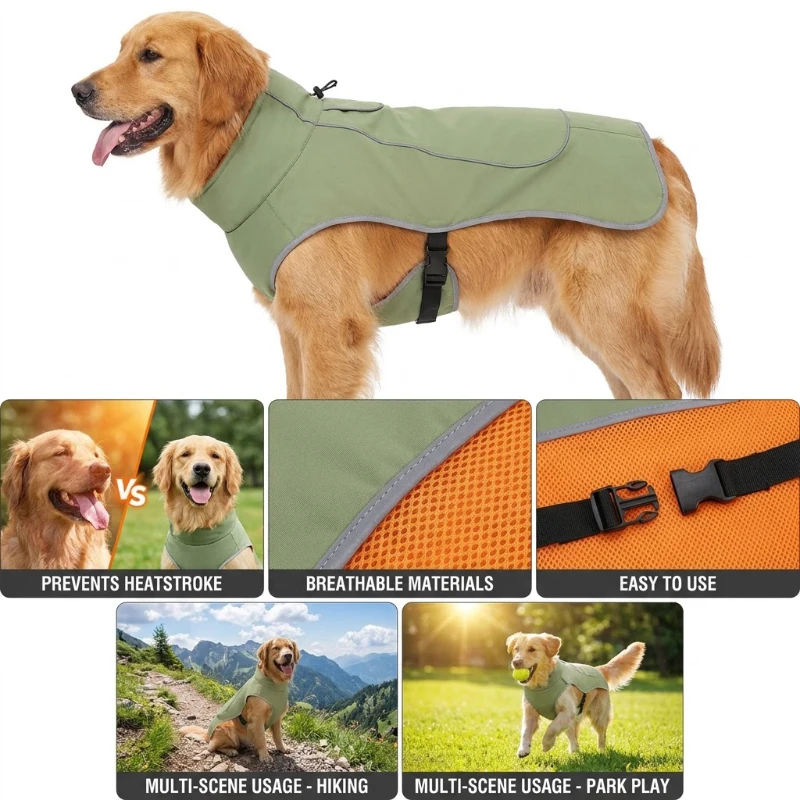 Großer Hunde-Regenmantel, Haustier-Windbreaker, Wasserdichter Outdoor-Regenmantel für Haustiere, Haustier-Regenbekleidung, Haustier-Regenmantel-Zubehör