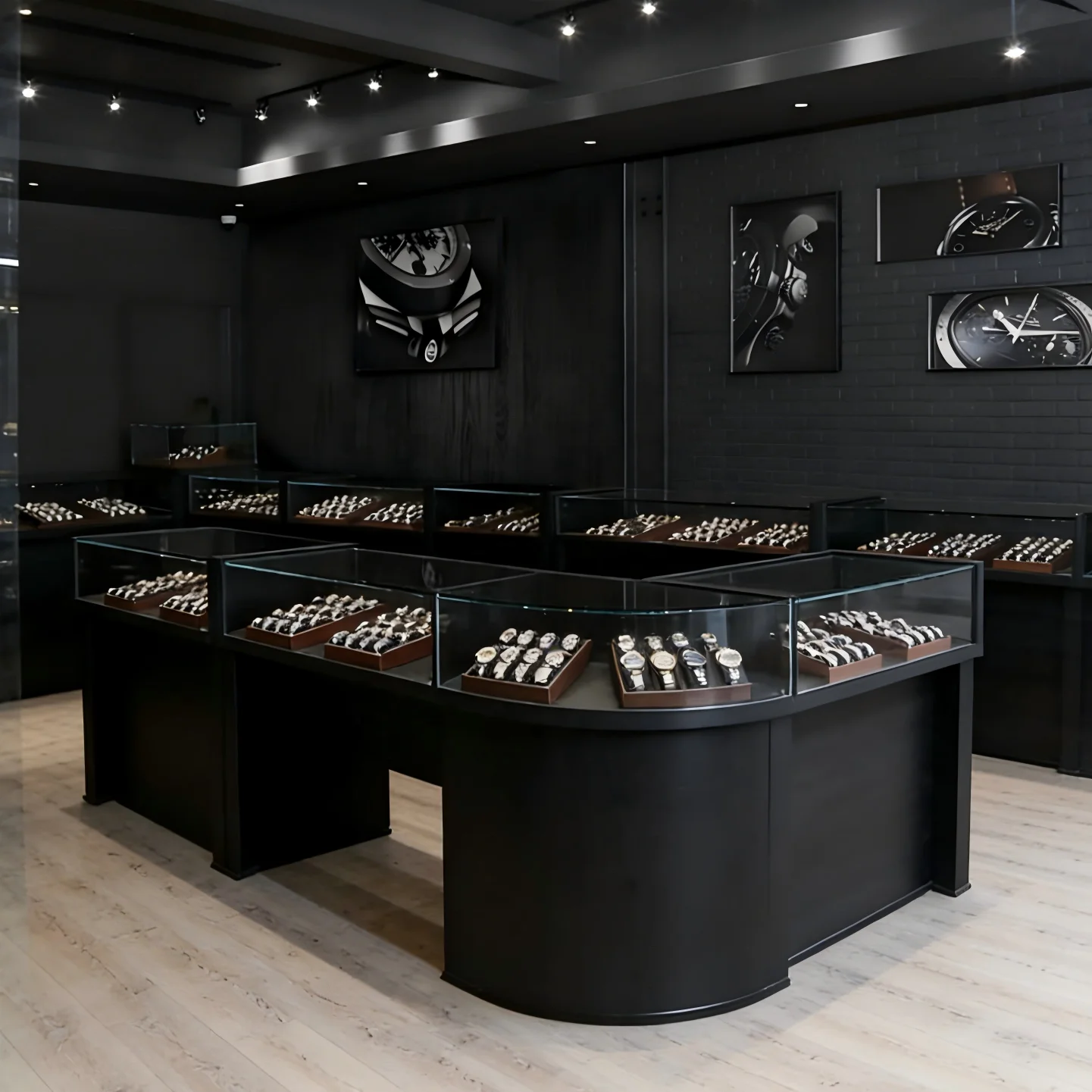 

Modern Stainless Steel & Glass Mobile Phone Watch Display Cabinet Rotating Showcase LED Lighting For Showroom Advertising Kiosk