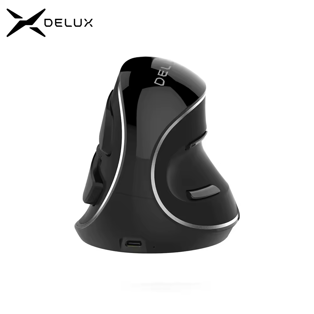 Delux M618PD Draadloze + Bt Ergonomische Verticale Oplaadbare Muis 4000Dpi 6 Knoppen Verwijderbare Polssteun Voor Pc Computer Laptop