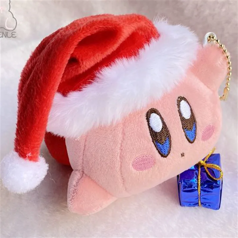 漫画カービィぬいぐるみチャームキーホルダーバックパックデコレーションソフトクリスマスハットデコレーション人形クリスマスギフト男の子と女の子向け