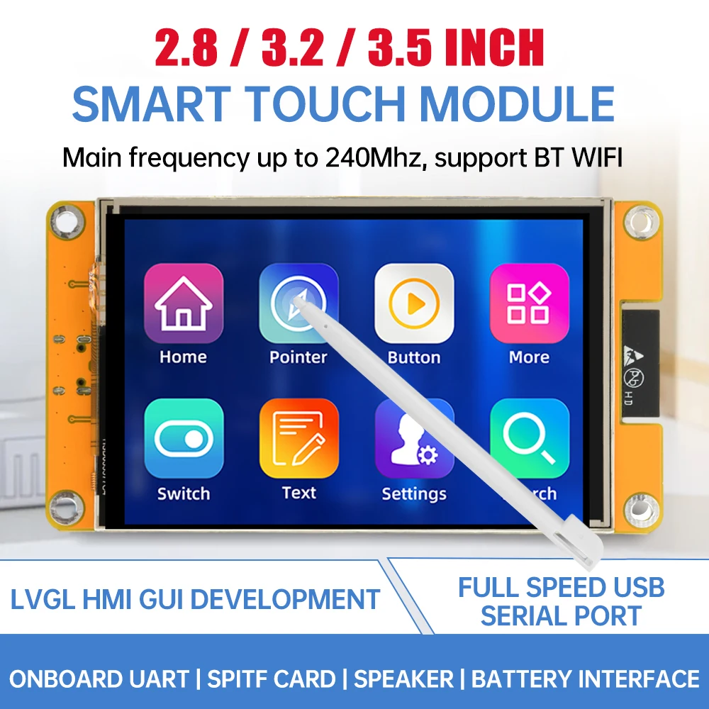 2.8/3.2/3.5 Inch Display ESP32 Development Board for Arduino LVGL WIFI Bluetooth Touch WROOM 240*320 320*480 LCD TFT Module