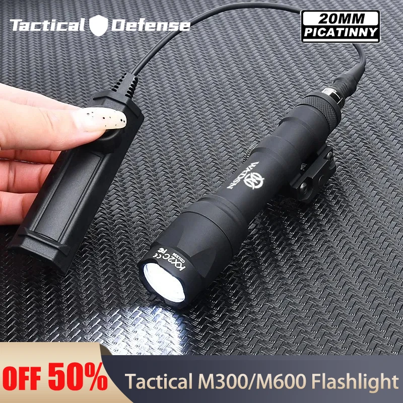 

WADSN M300 M600 M300A M600C Tactical Flashlight 400lm/600lm White LED Light Fit 20mm Rail Hunting Weapon Airsoft Accessories