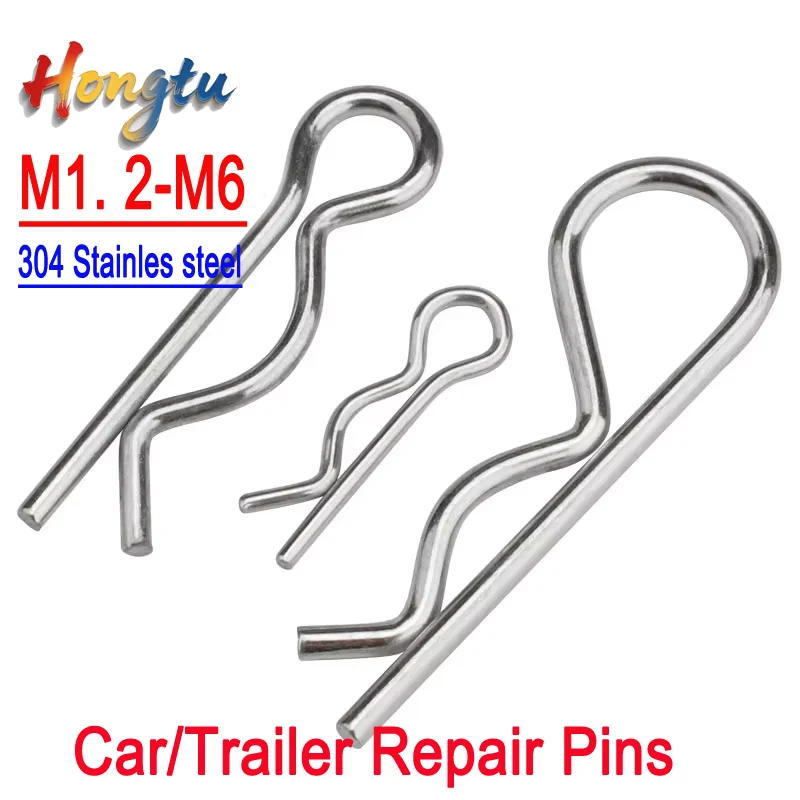 

304 Stainless Safety Split Clips - M1.2~M6, B/R Shape, Car/Trailer Repair Pins