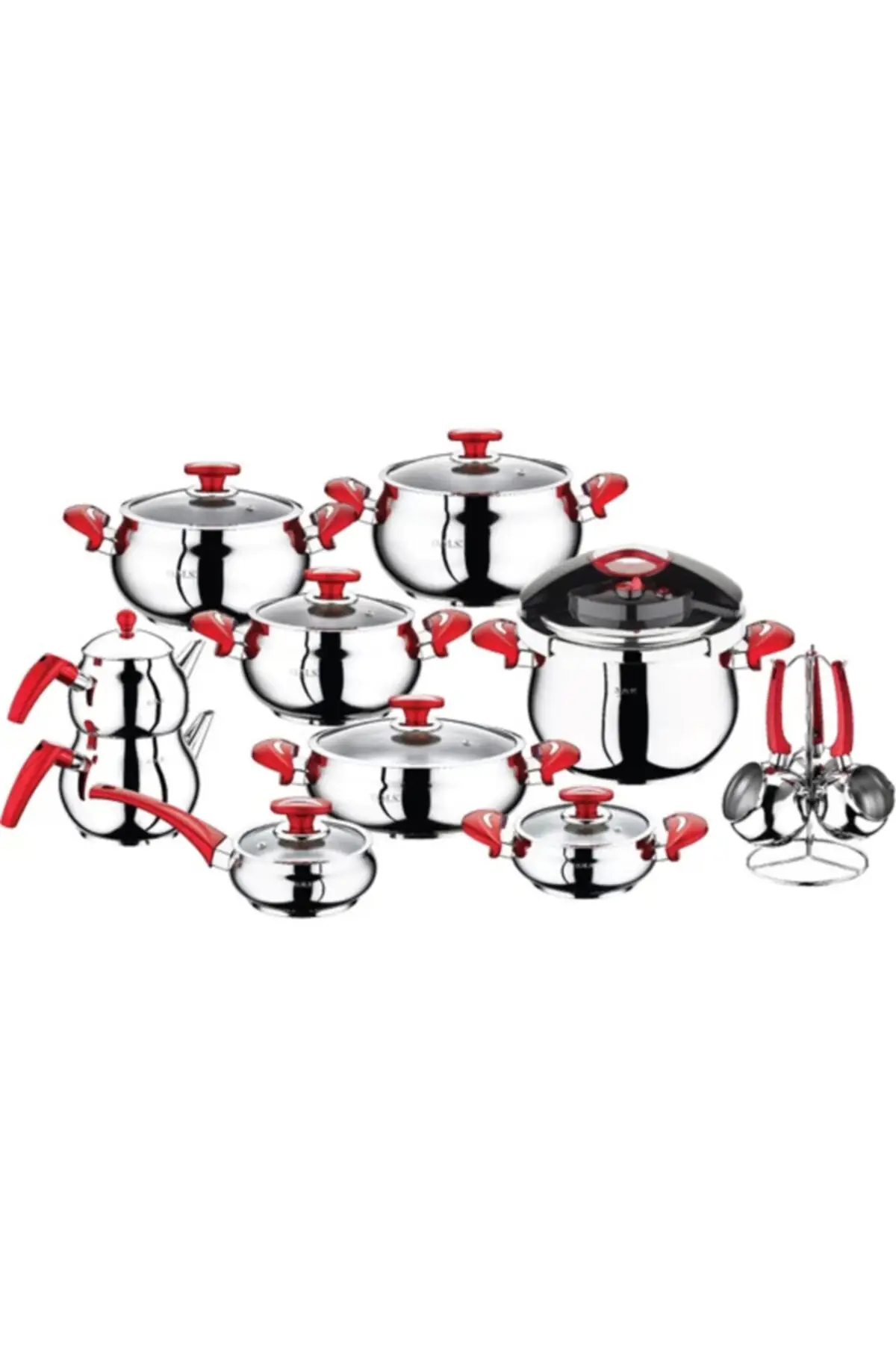 DOLBOVI red gray 22 Prc Set steel Cookware Cookware Cookware Set