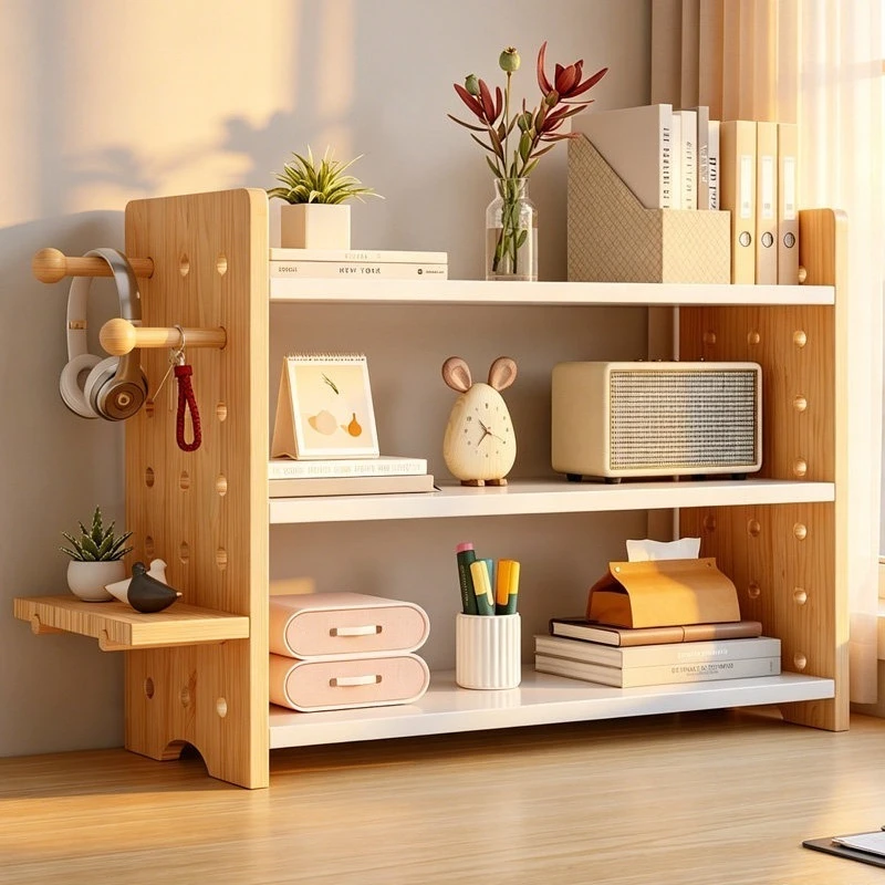 For Desktop Bookshelf, Hole Board Shelf, Learning Desk, Multi-layer Simple Storage Rack Finishing