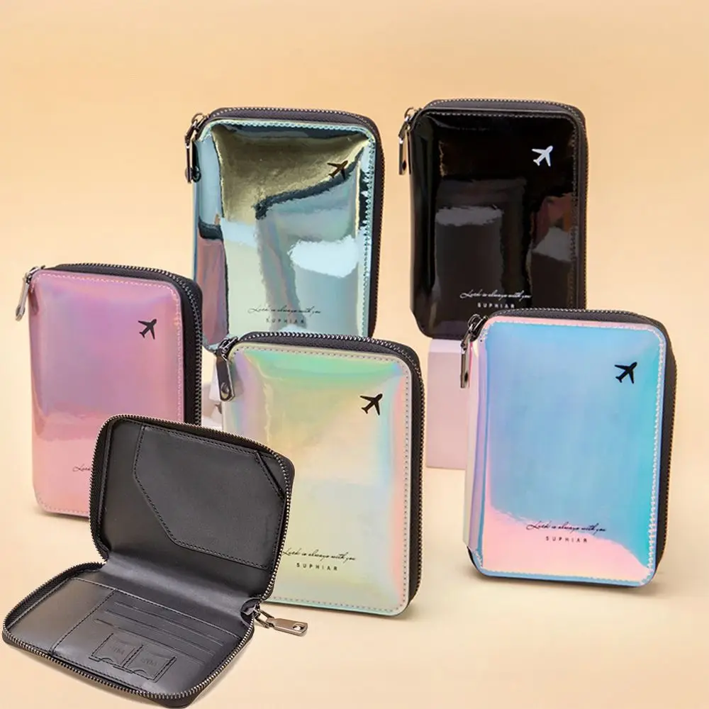 Creative Multicolor Passport Cover PU Storage Bag Zipper Coin Wallet Accessories Multi-function Passport Card Bag