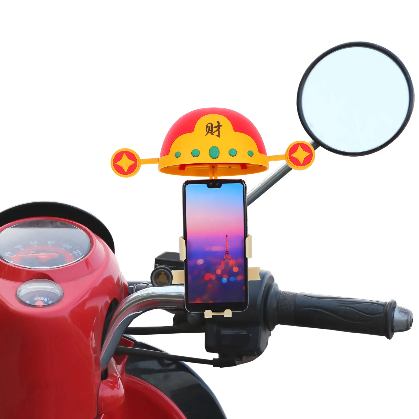 

Motorcycle Cell Phone Holder for Handlebar with Sunshade Secure Sturdy Mount Adjustable Viewing Angle for Bike Scooter