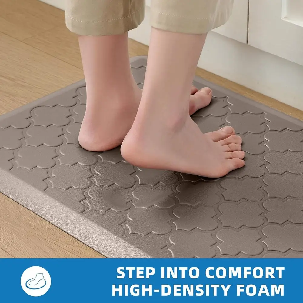 سجاد مطبخ مضاد للتعب مكون من قطعتين - سجاد مبطن غير قابل للانزلاق للدائمة والمكتب والحوض والغسيل والكاكي