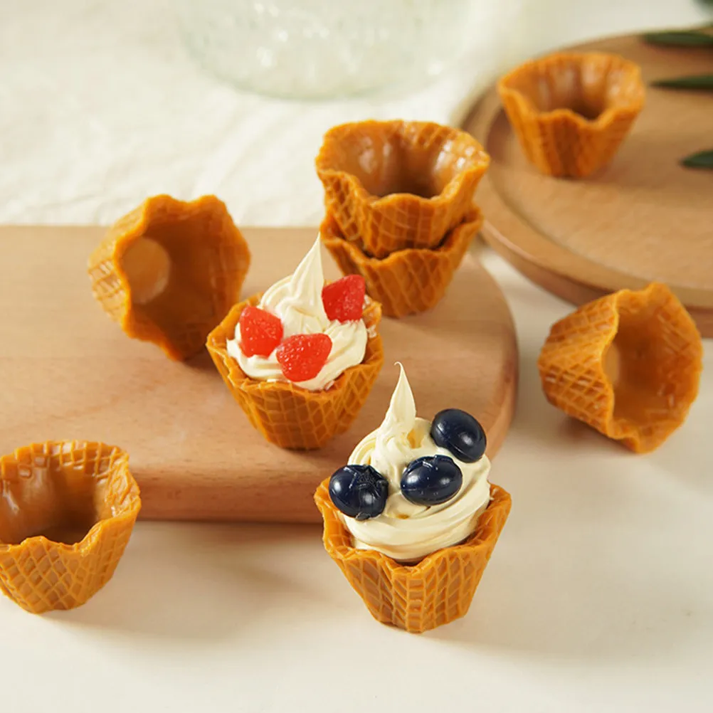 

10 шт. мини-подвесок в виде вафельных рожков, пустые плоские имитации рожков для поделок, украшения для чехлов телефонов