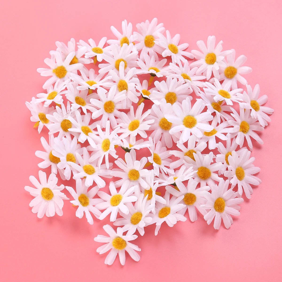 

50 Pcs White Daisy Flowers Heads 4 5cm Fabric Craft DIY Decoration for Wedding Party Accessories Simulation Flower Jewelry