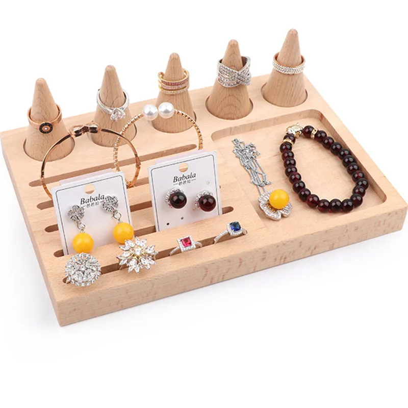 

Log jewelry rack conical ring display stand earring card holder ring and jewelry display plate