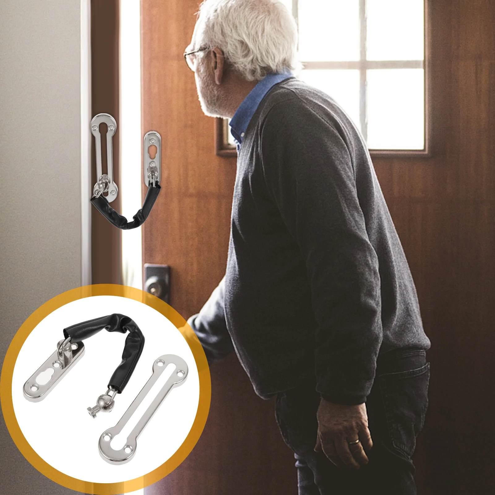 

Reinforcement Anti-theft Door Bolt Heavy Duty Hooks Sturdy Chain Lock Thicken Security Stainless Steel
