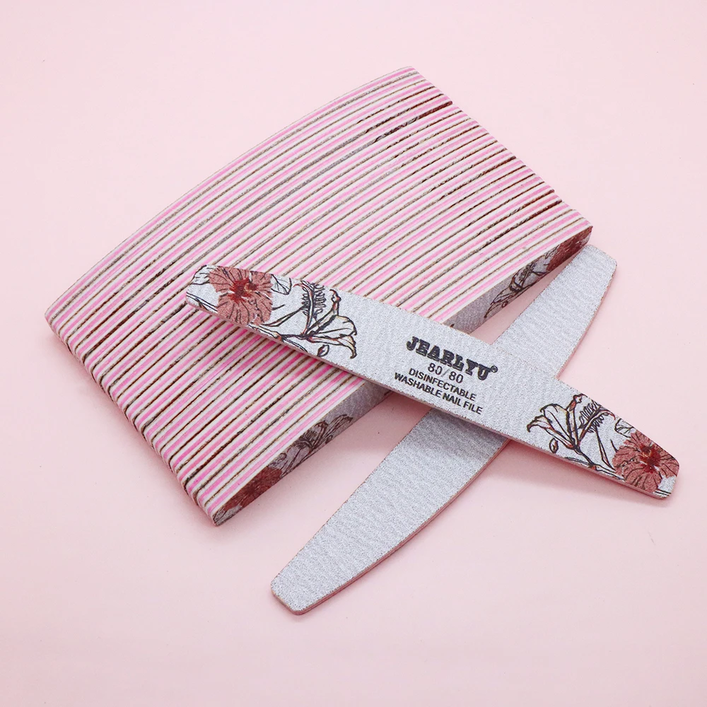 

10/25/50Pcs Washable Nail Art File Double Sided Grit 80/80 Nails Products Banana Sanding Buffer Files Nail Accessories And Tools