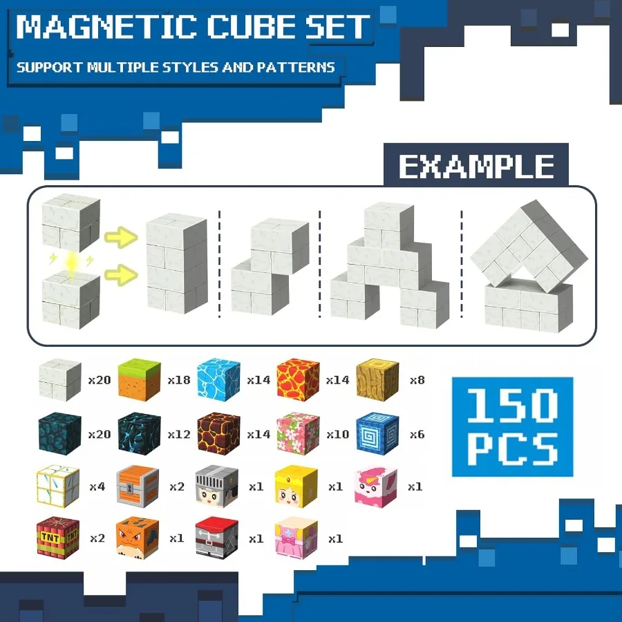 磁気ビルディングブロック - 150個 ビルドマイマグネットワールド マジックポータルセット 磁気ビルディングブロック 幼児のおもちゃ STEM モンテッソーリ