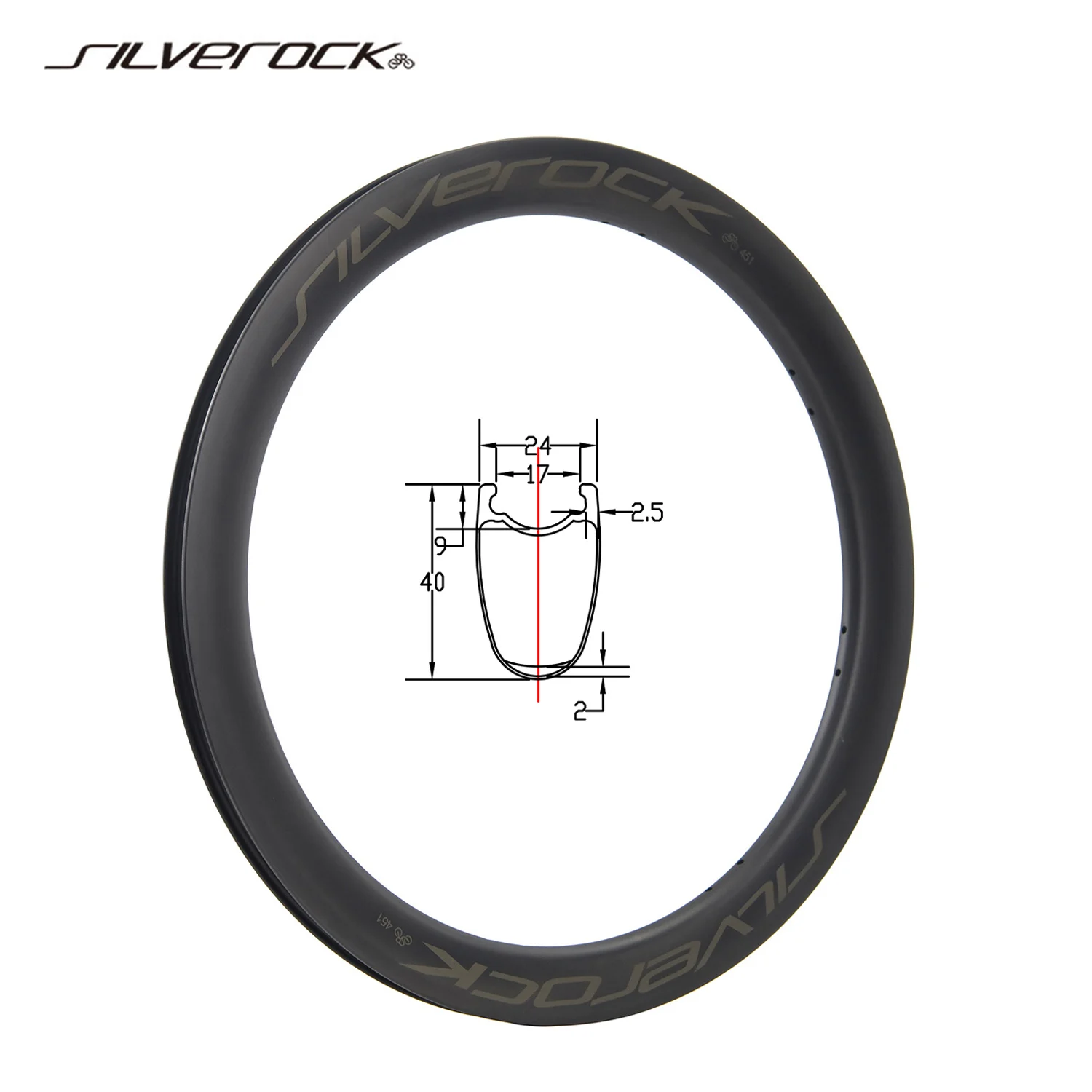 SILVEROCK Carbon Rim 40mm Tubeless Ready 16in 349 20in 406 451 for Folding Bike Bicycle Disc Brake Lightweight