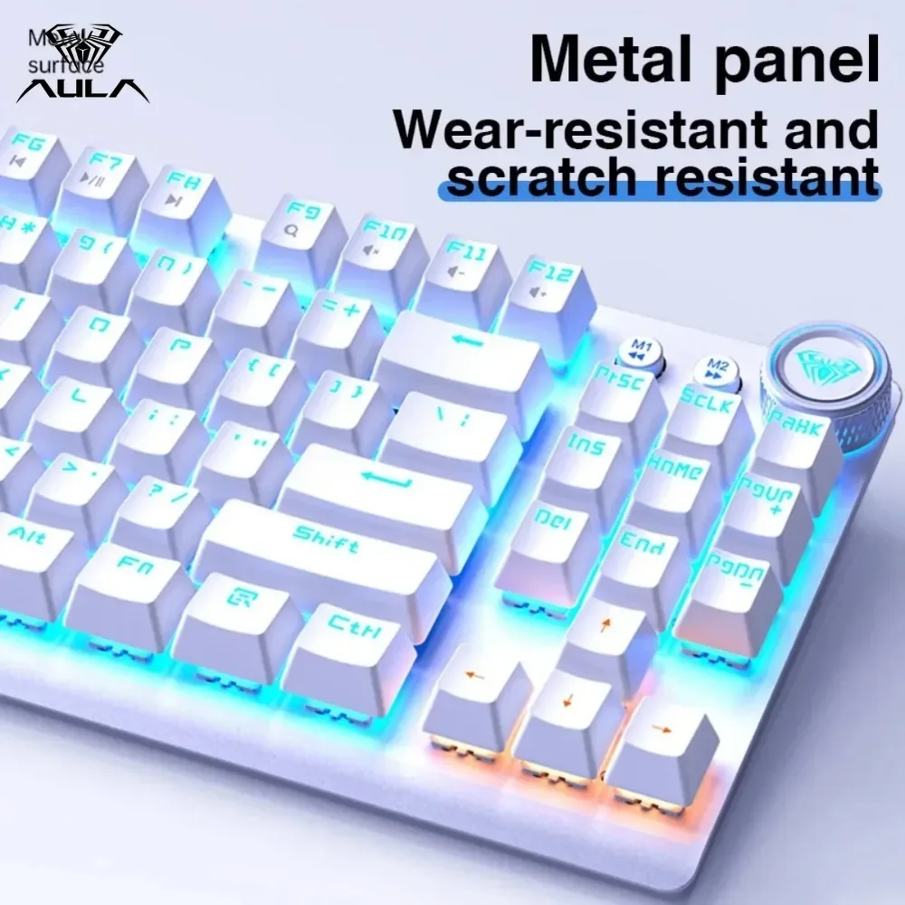 Aula F3001 Mechanical Gaming Keyboard Controller with Wireless Bluetooth/Wired 87 Key RGB Gasket Structure for Gaming Accessorie