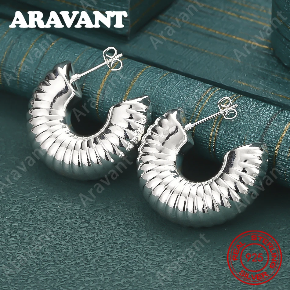 Pendientes de plata de ley 925 pulidos en forma de oruga semicircular - Regalo único para mujeres, versátiles para eventos y como joyas