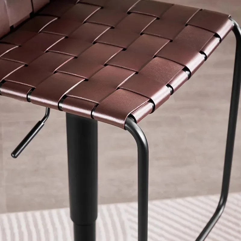 ラウンジレザーバーチェア北欧ミニマリストモダン背もたれハイチェアリラックスレセプションカウンタータブレテスデバー家具