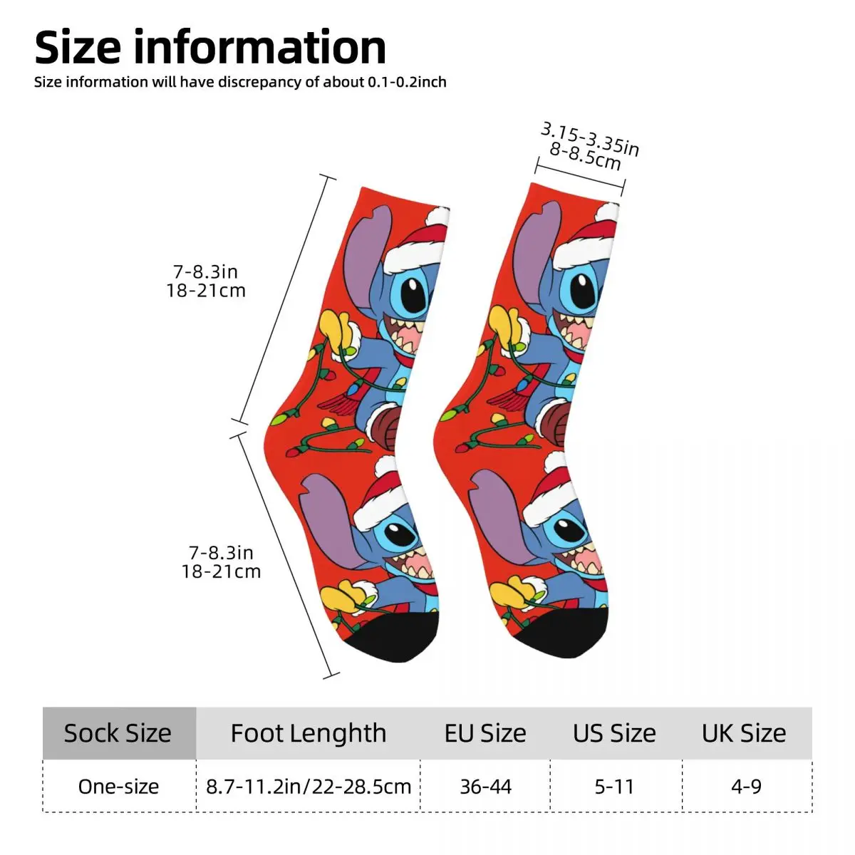 Crazy compression Christmas Sock for Men Harajuku Disney Lilo & Stitch Film Quality Pattern Crew Sock Casual