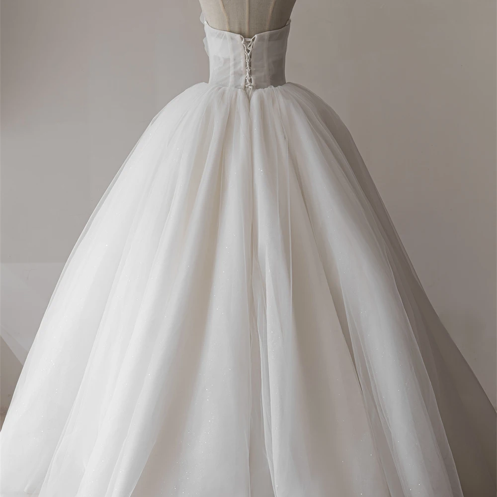 Jancember Elegant Gorgeous Ball Gown Wedding Dresses Strapless Backless Bride Gowns Lace Sweep Train vestidos novias boda