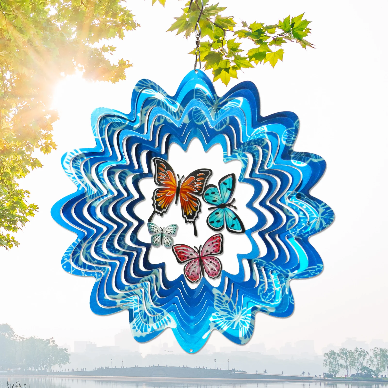 

THEYUFA Butterfly Wind Spinners Laser Cut Metal Wind Spinner 3D Unique Garden Decor Home Gift Housewarming Birthday Spring 12"