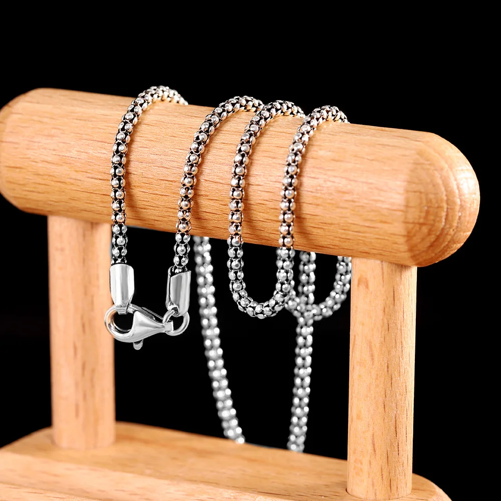 1.5-2.5MM Thai Silver Popocorn Chains Necklaces Neutral Men Women 925 Sterling Silver Links Chains Good Accessory for Pendants