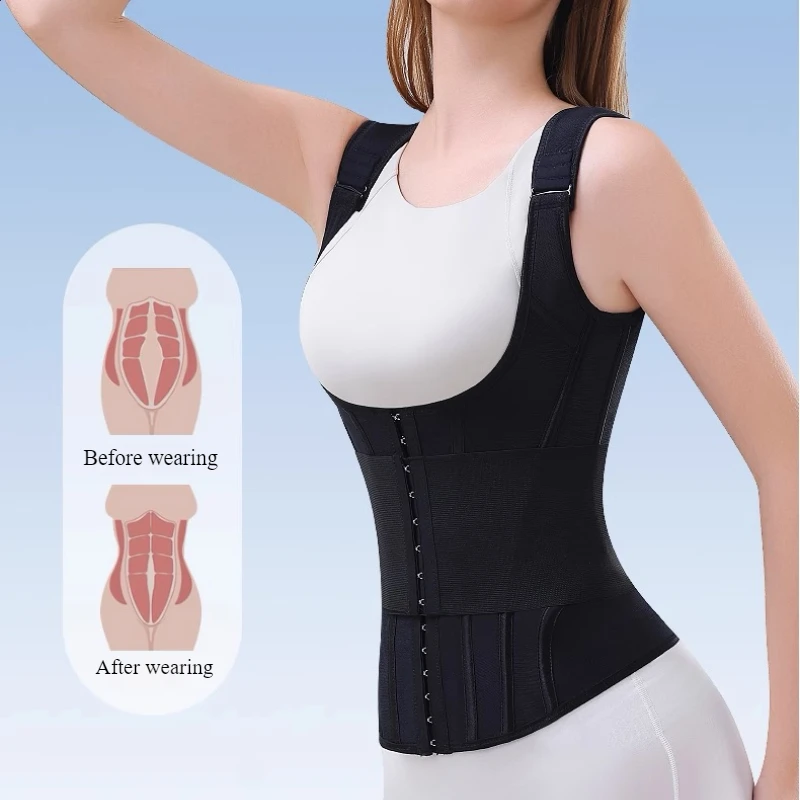Body Shaper Shapewear Women Vest Tops Double Compression Waist Trainer Corset Adjustable Hook-eyes corset top gaine  lingerie