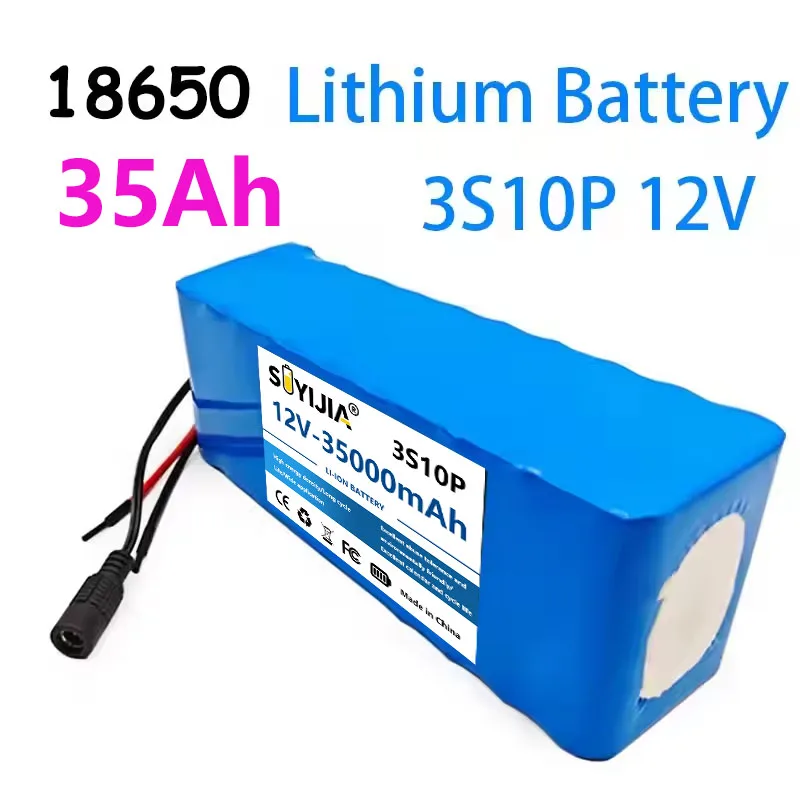12V 38Ah 3S10P for 12V Electrical Appliances, Electric Toys, LED Lighting, Battery Speakers, 18650 Rechargeable Battery Pack