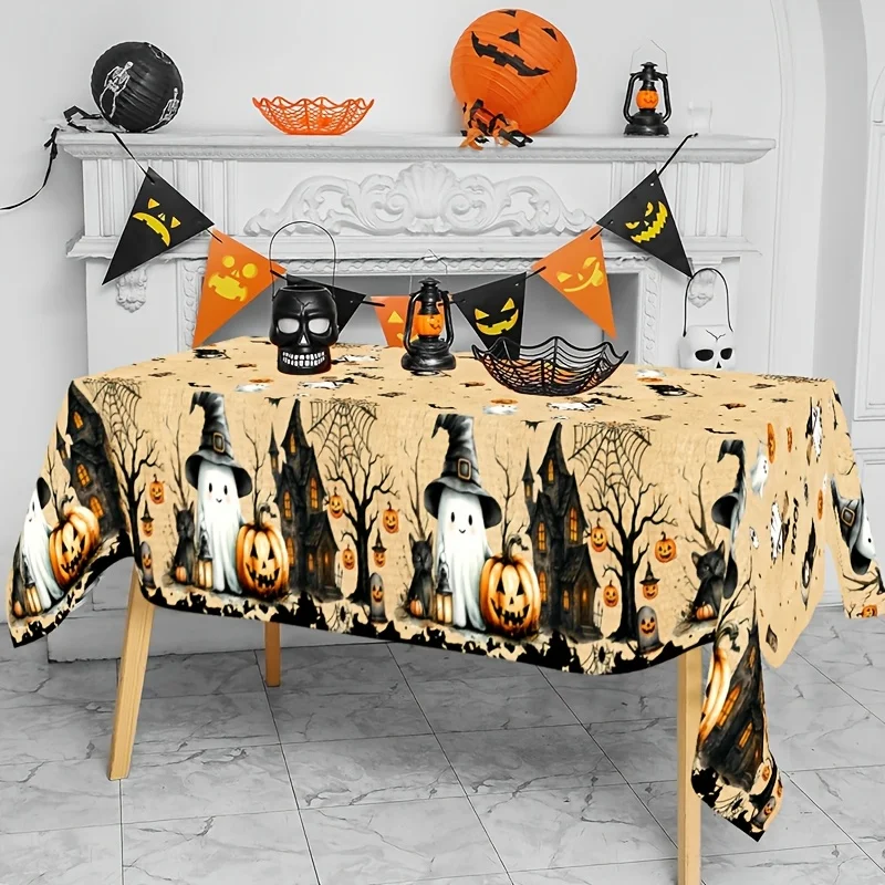One piece - 86.61 x 51.18 inches, a retro eerie plastic tablecloth, suitable for a rectangular tablezyc