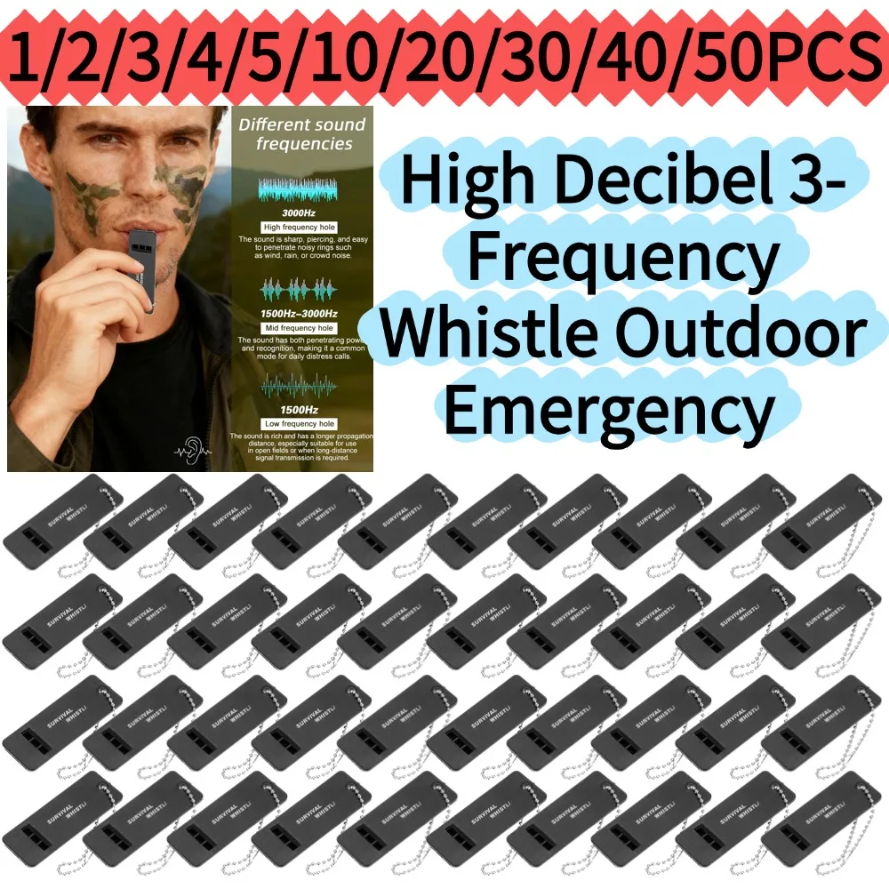 1/5/10/20/30/50PCS High Decibel 3-Frequency Whistle Outdoor Emergency Survival Whistle for Camping, Hiking Survival Whistle Gear