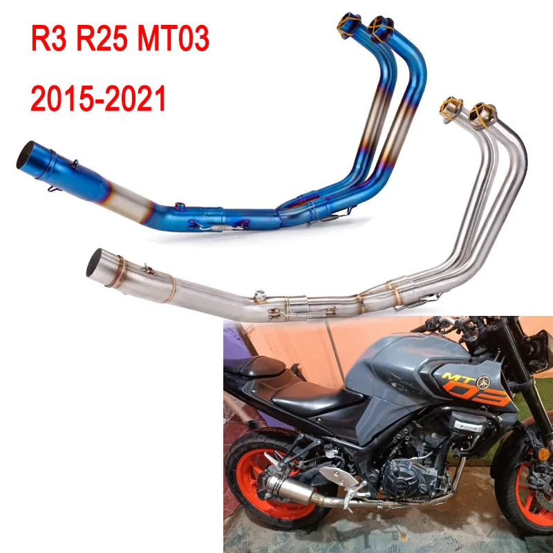 

R3 MT03 Motorcycle Exhaust Muffler Link Header Pipe Full Systems For Yamaha MT03 R25 R3 2015 2016 2017 2018 2019 2020 2021