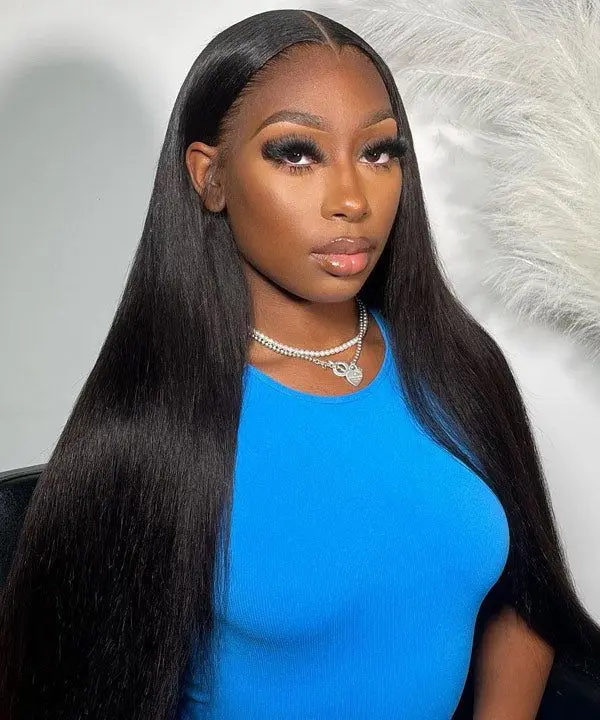 200%高密度グルーレスウィッグ人毛プレプラッキング済みプレカット13x4 HD透明レースフロントウィッグ人毛女性用ストレート